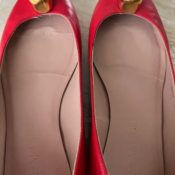 Alexander McQueen gold skull, red / Orange ballerina flat shoes 36 used